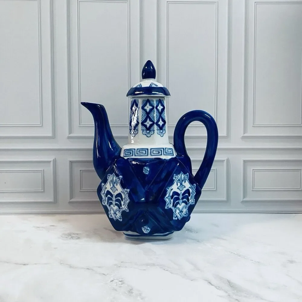 Blue And White Vintage Chinese Porcelain Teapot